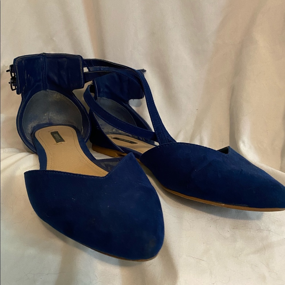 Blue Velvet Flats